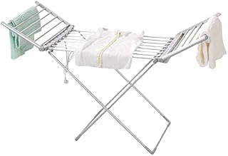 Portable Clothes Airer With Wings Electric Heated Laundry Dryer Rack Folding Indoor Airer Wet Laundry Drying Horse Rack, Silver, 18 Heated Bars, 230W, Energy-Efficient (Size : 230W Clothes Airer)