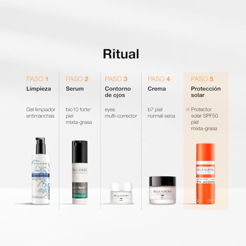 Miniatura 6 de Bella Aurora - Protector Solar Spf 50 - 50 Ml, Para Piel Mixta-Grasa, Crema Solar, Facial Antimanchas, Crema Protectora Solar, Bloqueador Solar, Absorción Rápida, Calma La Piel, Uso Diario