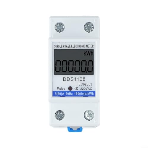 Medidor de energía monofásico LCD, monitor de energía inteligente, dispositivo de medición de vatios, medidor de vatios, montaje en riel DIN, para CA 220 V y hasta 60 amperios