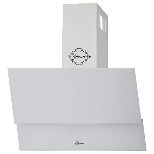 GURARI Dunstabzugshaube 80 cm Kopffreihaube GCH 268 WH 8 Prime Wandhaube Weiß Glas | Abzugshaube EEK A | Umlufthaube 1000m³/h mit Fernbedienung