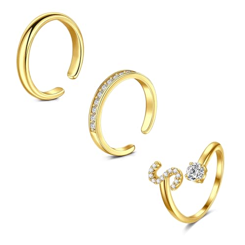 Mayhoop Gold Toe Rings for Women Surgical Steels Adjustable Open Toe Rings Tail Ring Finger Rings Knuckle Ring