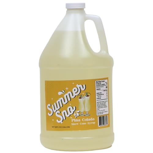 Summer Sno Snow Cone Syrup - Shaved Ice Syrup - Gallon - Made with Real Sugar (Gallon, Pina Colada)