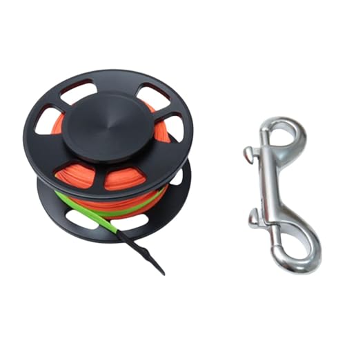 kowaku Scuba Diving Reel, Diving Spool with Double Ended Bolt Snap Clip, Compact Scuba Spool Finger Reel for Underwater Freediving, Black