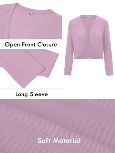 Image of Heymoments Women's Long Sleeve Thin Kintted Shrugs Sweaters Lightweight Cropped Tops Open Front Cardigan for Dress