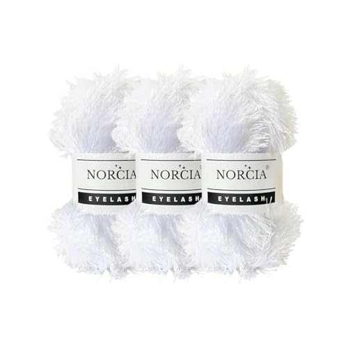 NORCIA Eyelash Yarn Fun Fur Yarn(3 * 100g-3.5oz) (3 * 153yds-140mt) Fuzzy Premium Soft Crochet DIY Hand Knitting 100% Polyester by NORCIA - Used condition - US$7.01