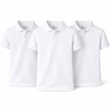 KHIM Unisex Polo Short Sleeve Polycotton Boys Girls School Uniform Plain Half Sleeve Shirts Sports Wear Indoor Outdoor (UK, Age, 13 Years, 14 Years, Regular, White 3 Pack)