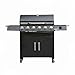 Fire Mountain Cascade 7 Burner Gas BBQ Black with Side Burner Cast Iron Grill Large Outdoor Barbecue for Garden Patio 81.5 x 37.5cm Cooking Area