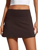 CRZ YOGA Butterluxe Falda de Tenis y Golf Femenina en Forma de a con Bolsillo Marrón Fudge Caliente 38