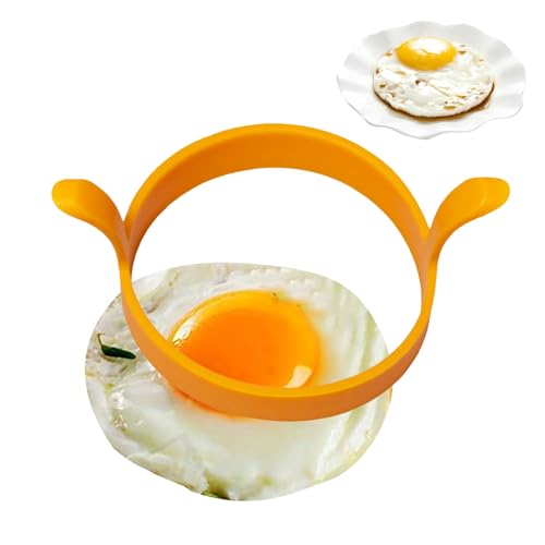 目玉焼き グリドル用の卵リング、円形の卵型、シリコンの卵リング、丸いパンケーキリング、卵の丸いカビ 、シリコンパンケーキシェーパー、グリドルクッキング用の再利用可能な熱耐性キッチンガジェット、屋内朝食サンドイッチ商業用のキッチンガジェット