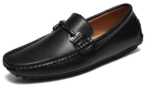 Minishion Boys Mens Loafers Moccasins Shoes with Buckle Casual Dress Flats YY008