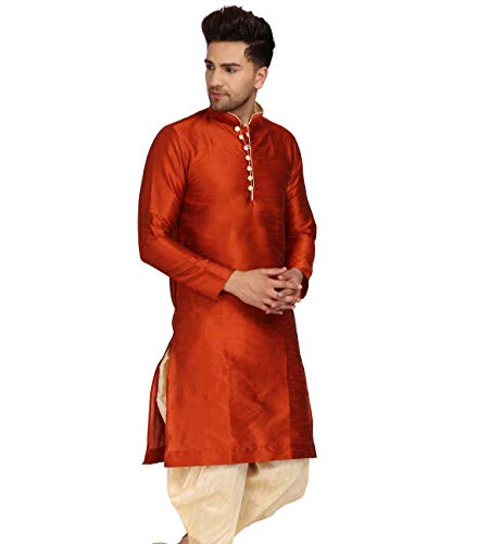 Image of Men's Ethnic Silk Loop Button Kurta