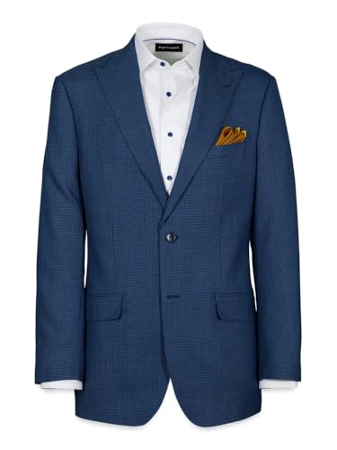 Paul Fredrick Men's Wool Houndstooth Single Breasted Peak Lapel Suit Jacket