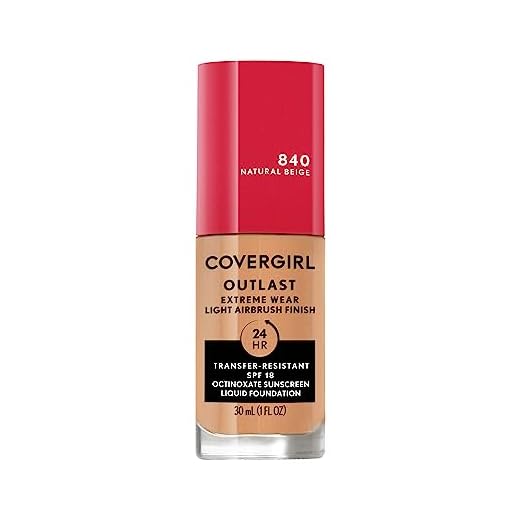 Covergirl Outlast Extreme Wear 3-in-1 Full Coverage Liquid Foundation, SPF 18 Sunscreen, Natural Beige, 1 Fl. Oz.