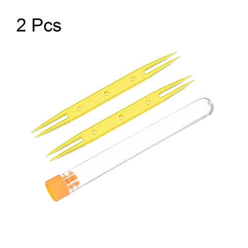 HARFINGTON 2pcs Weaving Knitting Shuttle 85x6.8x2.8mm Plastic Shuttles, for Lace-Making DIY Hand Craft Tool Knitting Arts Supplies, Yellow