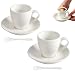 Produktbild Lunpog Espressotasse aus Porzellan mit Untertasse und Löffeln aus Edelstahl, Espresso-Schnapsbecher, 80 ml, Weiß 2 Stück mit2 Löffeln