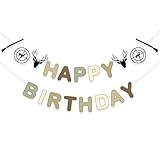 Pancarta de feliz cumpleaños con diseño de camuflaje de caza de ciervos, suministros de decoración para fiestas de cumpleaños de caza, suministros de decoración de camuflaje para fiestas, adecuados