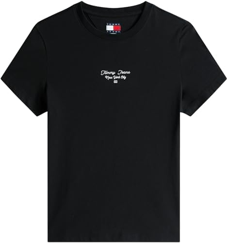 Tommy Jeans TJW SLIM ESS LOGO 1 TEE EXT Kadın T-shirt, Siyah, M - Görsel 5