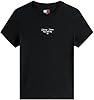 Tommy Jeans Womens Tjw Slim Ess Logo 1 Tee Ext Dw0dw21542 S/S T-Shirt, Black (Black), M UK #4