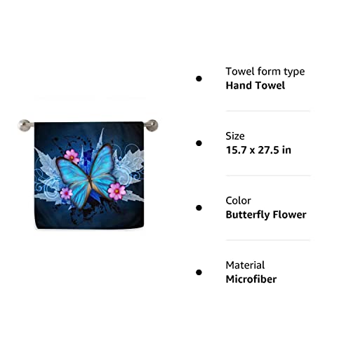 Dujiea Blue Butterfly Flower Kitchen Dish Towels Decorative Hand Towels Absorbent Microfiber Towel Multipurpose For Bathroom Hotel Gym Spa 15 X 27 Inches #TOP7