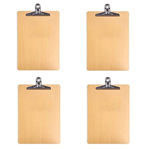 Kanyka 4 Piezas A5 Portapapeles, Clip de Perfil Bajo con Orificios para Colgar Ocultos, Portapapeles de Madera, Tableros con Pinza para Uso en el Aula y La Oficina para el trabajo de oficina Cover