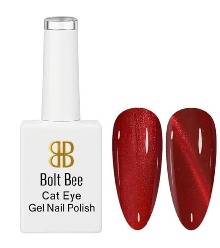 Image of BOLT BEE 4pcs 9ml Cat Eye Gel Nail Polish Magnetic Cat Eye Effect, Soak Off UV & LED Gel, Long-Lasting Glitter Nail Polish for Salon & Home Use (9ml gold, silver, pink & red)