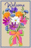 Evergreen Wildflower Bouquet Applique Garden Flag 12x18 Double Sided, Welcome Spring Garden Flags For Outside, Indoor Outdoor Décor for House Yards Porch