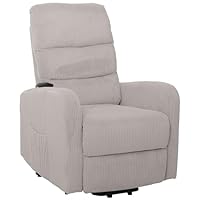 Mendler Fernsehsessel HWC-K62, Relaxsessel TV-Sessel Liege, Liegefunktion Aufstehhilfe, Metall Stoff/Textil Cord - hellgrau