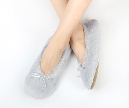 Image of Keyela Women's Ballerina Slippers,Non-Slip Bedroom Slippers Socks | Soft fuzzy slipper socks for ladies Indoor home slippers Cozy sock slippers Ballet Slippers