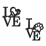 KOYILTD 2PCS Love with Paw Print and love Wall Decor, Dog Lover Home Decor (Black)