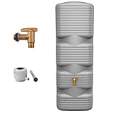 4rain Quadro Set Completo depósito Mural de Agua de Lluvia 170 L Gris hormigón Incl. Grifo de plástico y conexión al bajante