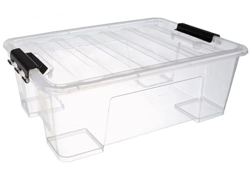 PREMIFY 11L Plastic Storage Box with Lockable Lid Clear Plastic Organizer Transparent Box Storing Clothes Toys Tools Medicine Arts & Crafts Kitchen Etc (1 X 11L Storage Box)