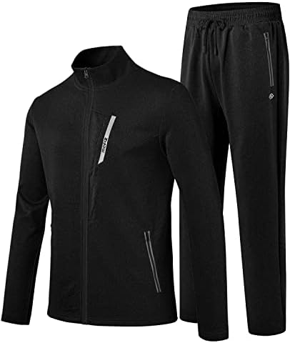 MoFiz Mens Casual Tracksuit Set Full Zip Jacket Athletic Track Pant 2 Pieces