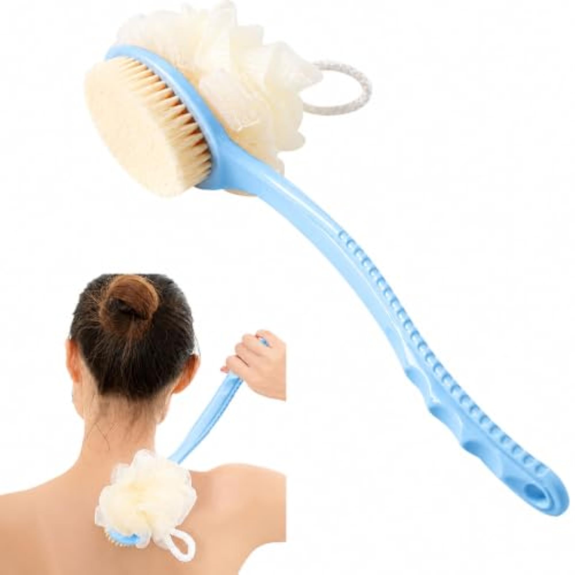 2-in-1 Body Bath Brush with Long Handle
