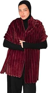 سكارف قطيفة مضلع فاخر للنساء، لون بورغندي، قطعة انيقة مقاس 190 × 60 سم