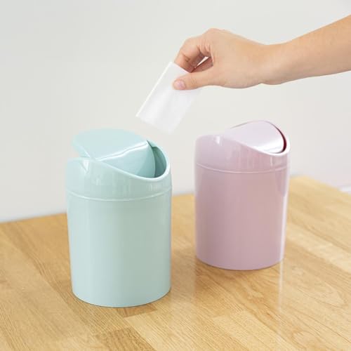 Miniatura 3 de Cablepelado Papelera Basculante Plástico Para Mesa, Mini Basurero De Mesa, Cubo De Basura Para Escritorio, Papelera De Oficina Pequeña, Papelera De Plástico Con Tapa Basculante, 1.4 Litros, Verde