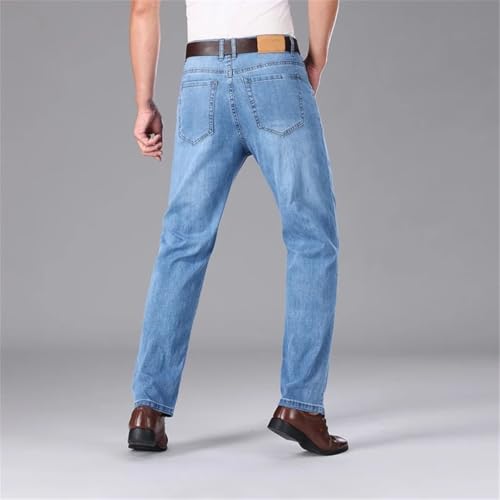 Men Thin Jeans Straight Slim Stretch Breathable Trousers Casual Vintage Denim Pants2