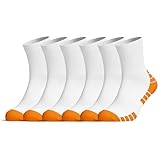 LTHYTY Elite Basketballsocken, für Damen und Herren, gepolsterte Sportsocken, für Erwachsene und Jugendliche, 6 Paar Orange Large, Large