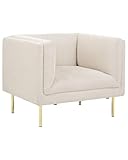 Beliani Sessel aus Stoff beige/goldene Beine mit Armlehnen modern Moen