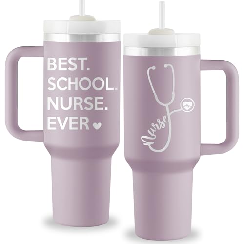 ROSTANTEN School Nurse Appreciation Gifts - School Nurse Gifts for Women - Nurses Week Gift Nurses Day Gift - 40oz Travel Cup Insulated Tumbler with Lid & Straw