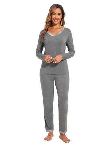 Image of GYS Women's Bamboo Viscose Long Sleeve Pajamas Set
