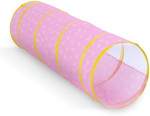 Play Tunnel for Toddlers 1-3, Tunnel for Kids to Craw Through Sensory Toys for 1 Year Old Boy Girl Babies Kids, Indoor, Pink Star Pattern Outdoor Great for Motor Function