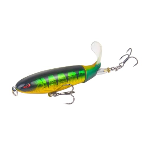 Rtgse 10Pcs Whopper Fishing Lure For Bass Popper Top Water Fishing Lures With Floating Rotating Tail Barb Treble Hooks In Saltwater Freshwater Plopping Lures Kit thumb #5