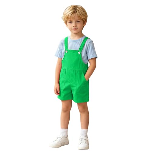 Salopette pour enfant garçon - Colorée - Taille élastique - Pour spectacle de danse, crèche, scène - Pantalon court - Vêtements de jeu confortables et légers en coton - 4 à 16 ans, 03#_vert, 9-10 ans