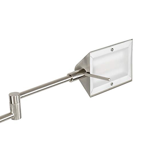 Qazqa led Design Stehleuchte, Stehlampe - Notia - Silber Farbe, inkl. 12W integrierter LED, 2700K, warmweiß, dimmbar, 146cm, Ideal als Küche lampe, Schlafzimmerlampe und Wohnzimmerlampe