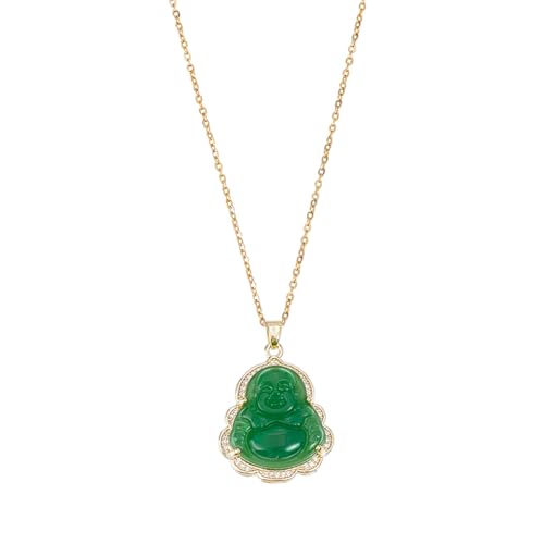 UNICRAFTALE Collier avec Pendentif Bouddha Rieur en Cristal et Strass pour Femme Vert Maitreya...
