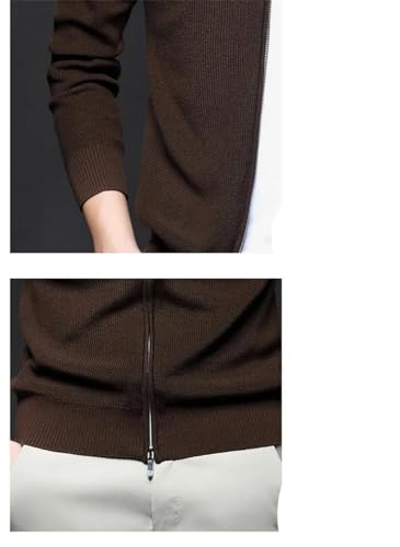 Men's Woolen Zipper Cardigan Thick Knitting Long Sleeve Classic Solid Sweater Cardigan4
