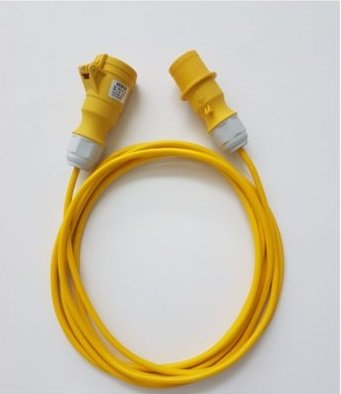 Prolunga 110 V giallo 2,5 mm di grado artico, 16 Amp nominale, ideale per uso industriale e commerciale, lunghezza 25 metri