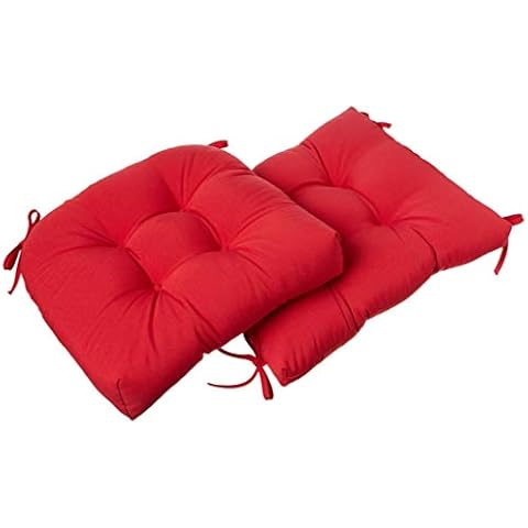 Klear Vu Solarium Cushion, Indoor and Outdoor Rocking Chair Pad for Patio, Living or Nursery Room, 2 Piece Set, Seat 19"x19" and Seatback 21"x18", 01 Red Cover