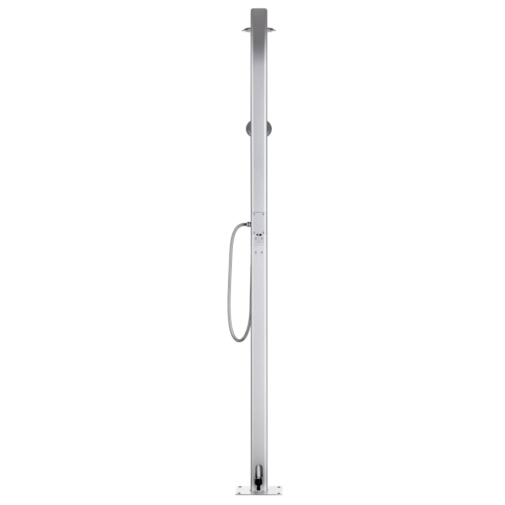 Ducha de Jardín con Base Soporte Patio Exterior Playa Piscina Torre Camping Refrescante Aire Libre Moderno Gris 220 cm Aluminio
