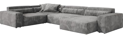 DELIFE Wohnlandschaft Sirpio XL Mikrofaser Taupe 360x260 cm Recamiere...